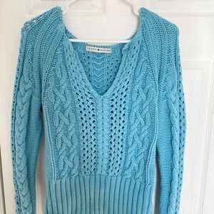 Tommy Hilfiger Turquoise Cable Knit Sweater